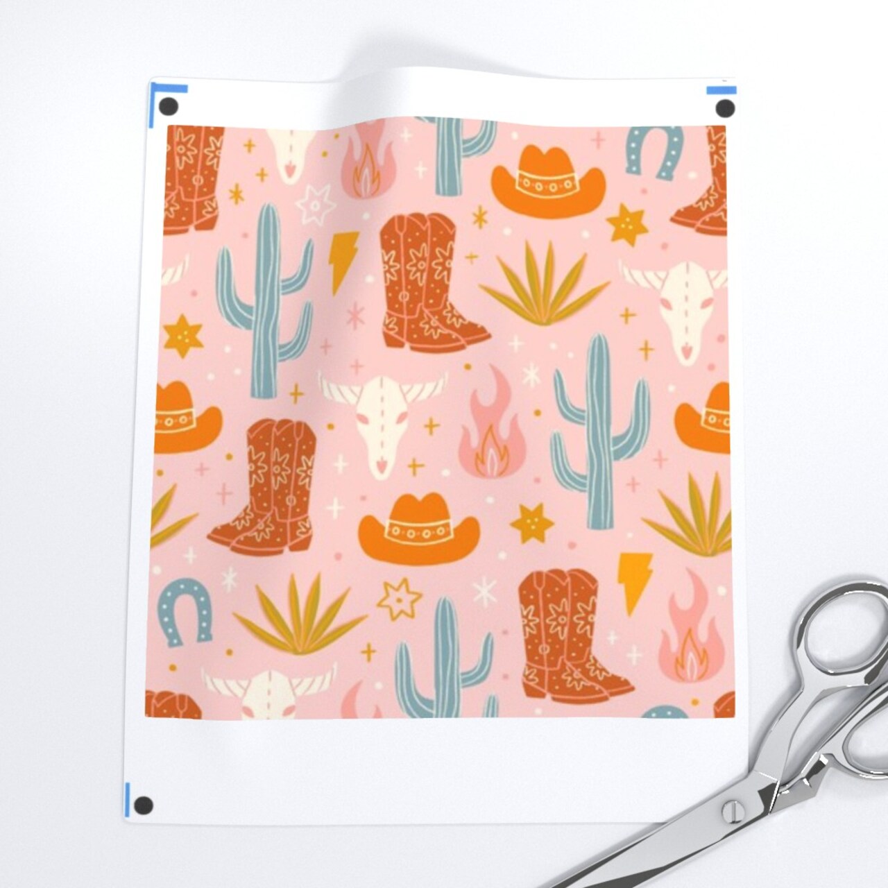 Pink Southwestern Cowgirl Boots Bright Blush Rustic Boho Western Country Custom Printed Fabric by Spoonflower Various Fabrics by the Yard or Fat Quarter